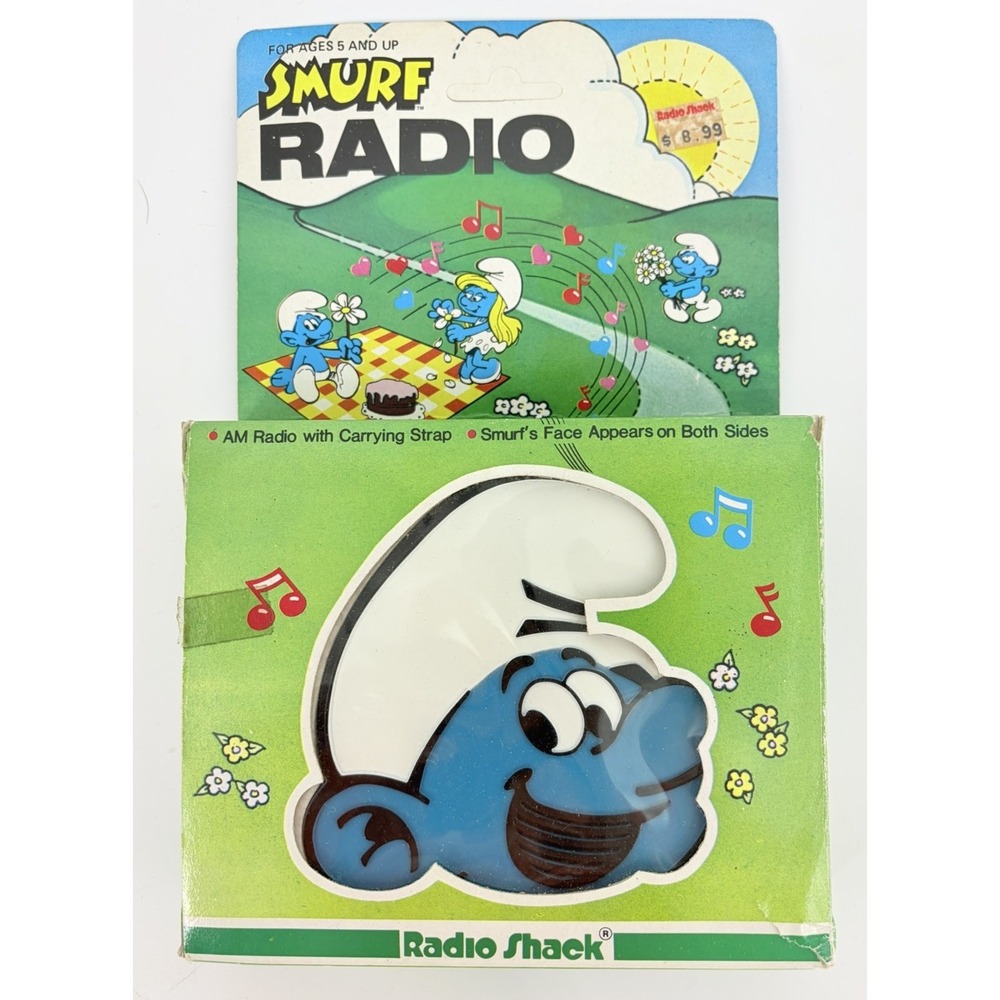 Vintage Working Peyo Smurf Radio Shack AM Transistor Radio Tandy 1983